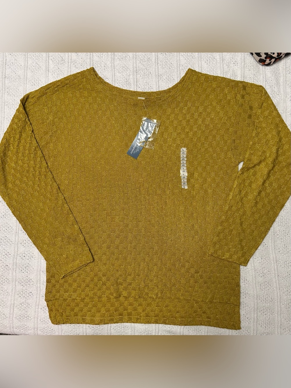 Passport Olive Mustard Textured Crew Sweater